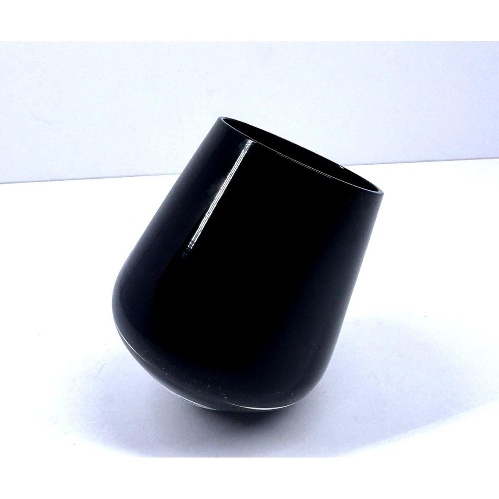 Black Art Glass Hollow Dome Decorative Accent Modern Minimalist 4‎ Inch